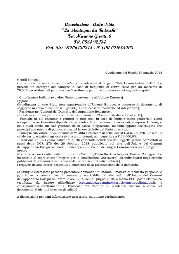 lettera accredtamento